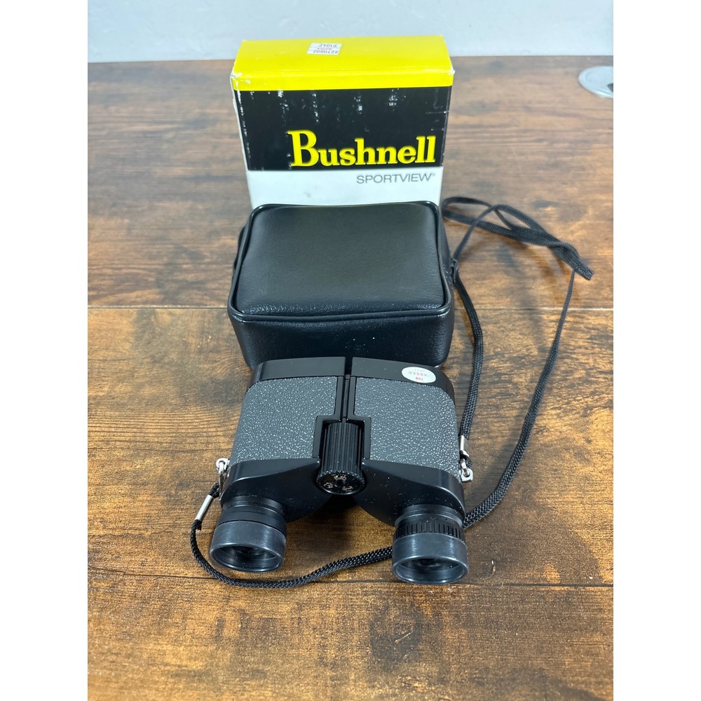 Bushnell Sportview Compact Binoculars Black Grey Vintage with Case and Box